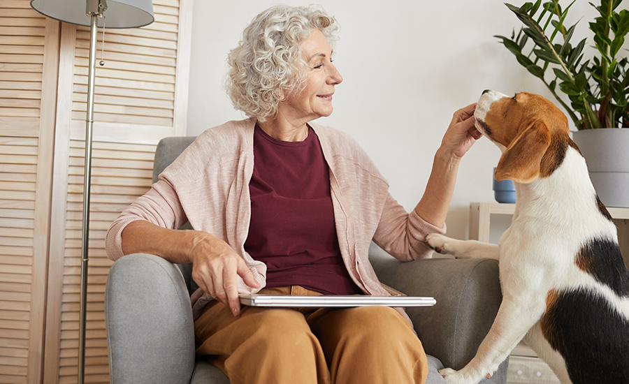 Senior woman with dog web 900x550